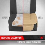 Beige Faux Leather Car Seat Covers with Pockets