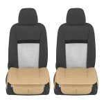 Beige Faux Leather Car Seat Covers with Pockets