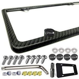 Carbon Fiber License Plate Frame - Slim Black Design