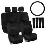 Universal Black Seat Covers Combo Set with Wheel Cover