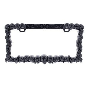 Black Skull Die-Cast Metal License Plate Frame