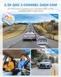 3-Channel 2.5K Dash Cam with 32GB Card