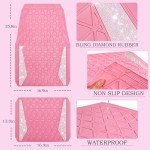 Sparkly Diamond Car Mats Set - Pink 3D Rubber