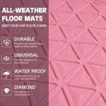 Sparkly Diamond Car Mats Set - Pink 3D Rubber