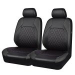 Luxury Black PU Leather Car Seat Covers - 2 PCS