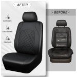 Luxury Black PU Leather Car Seat Covers - 2 PCS
