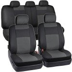 BDK Black & Charcoal Synthetic Leather Seat Covers