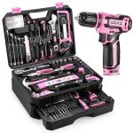 Pink Tool Kit Box with Cordless Drill Set