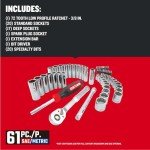 Mechanics Tool Set - 61 Piece, 3/8 Inch Drive