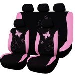 Pink Lace Butterfly Car Seat Covers - Full Set