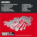Mechanics Tool Set - 189 Piece, 1/4 & 3/8 Drive