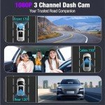 3-Channel 4K WiFi Dash Cam with 64GB Card