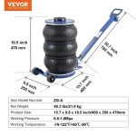 VEVOR 5 Ton Airbag Jack with Adjustable Handle