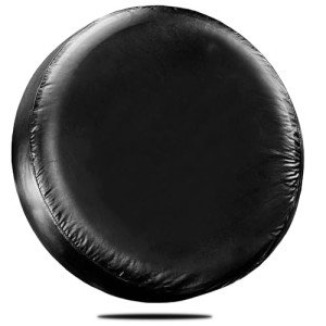 15" Soft PU Leather Spare Tire Cover - Black