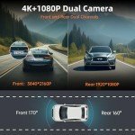 Ecomoment 4K Dual Dash Cam with WiFi & GPS