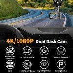 4K Dual Channel Dash Cam with WiFi & 64GB Card
