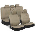 Solid Beige Full Set Car Seat Covers