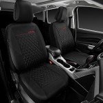 Quilted Leather Seat Covers for Front Seats - Black