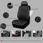 Quilted Leather Seat Covers for Front Seats - Black