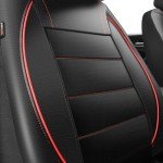 Universal Piping Leather Front Seat Covers - Black/Red