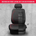 Universal Piping Leather Front Seat Covers - Black/Red