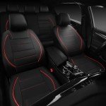 Universal Piping Leather Front Seat Covers - Black/Red