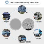 OutdoorLines Waterproof Spare Tire Covers Set of 4, UV-Proof Wheel Covers Windproof Tire Protector for RV, Jeep, Trailers, Camper, Van and Truck, Universal Fits Diameters 24"-26", Gray