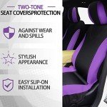 Woanger 47 Car Seat Cover Full Set for Women Included Car Front Rear Seat Fluffy Steering Wheel Cover Belt Automotive Floor Mats Air Conditioner Decoration Strip Universal(Purple Black)