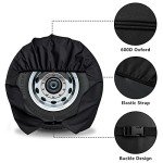 eletecpro RV Tire Covers Set of 4 with Waterproof Coating and Heavy Duty 600D Oxford, Windproof Tire Accessories for Trailer, Truck and Camper, Fits Tire Diameters 29-31.75 Inches, Black