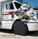 eletecpro RV Tire Covers Set of 4 with Waterproof Coating and Heavy Duty 600D Oxford, Windproof Tire Accessories for Trailer, Truck and Camper, Fits Tire Diameters 29-31.75 Inches, Black
