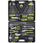 FASTPRO 225-Piece Household Tool Set, SAE & Metric Mechanics Hand Tool Set with Toolbox, Home/Auto Repairing Tool Kit for DIY, Home Maintenance and Car Repairing, Green