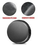 ESEWALAS Black PVC Leather Spare Tire Cover,Jeep Tire Cover,Waterproof Dust-Proof Camper Wheel Covers,Universal Fit forTrailer,RV,SUV,Truck and Many Vehicle (17inch Fits for Tire Diameter 31-35inches)