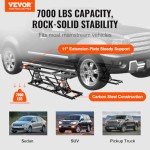 VEVOR Car Lift, 7,000 LBS Capacity Portable Car Lift, 26.8" Max. Height, with Extended-Length Plates, Heavy-Duty Carbon Steel Truck Lift with 120V Power Unit, Auto Car Jack Lifts for Home Garage Shop