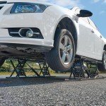 VEVOR Car Lift, 7,000 LBS Capacity Portable Car Lift, 26.8" Max. Height, with Extended-Length Plates, Heavy-Duty Carbon Steel Truck Lift with 120V Power Unit, Auto Car Jack Lifts for Home Garage Shop