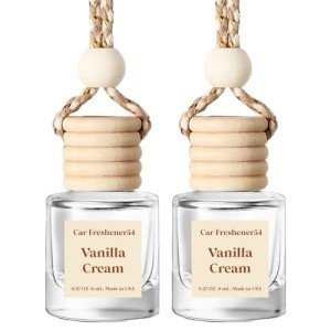 HoogaLife Car Air Freshener Diffuser 2 Pack Hanging Air Freshener Diffuser - Vanilla Cream Fragrance Oil Air Diffuser for Car, 45+ Days Long Lasting Fragrance Made in USA Car Air Fresheners