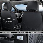 Coverado Car Seat Covers Full Set, Black Seat Covers for Car with Lumbar Support, Nappa Leather Seat Covers Waterproof Car Seat Protectors Universal Fit for Most Cars SUV Trucks