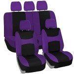 FH Group Car Seat Covers Full Set Cloth - Universal Fit, Automotive Seat Covers, Low Back Front Seat Covers, Airbag Compatible, Split Bench Rear Seat, Car Seat Cover for SUV, Sedan, Van Purple