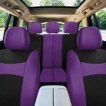 FH Group Car Seat Covers Full Set Cloth - Universal Fit, Automotive Seat Covers, Low Back Front Seat Covers, Airbag Compatible, Split Bench Rear Seat, Car Seat Cover for SUV, Sedan, Van Purple