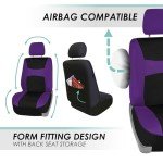 FH Group Car Seat Covers Full Set Cloth - Universal Fit, Automotive Seat Covers, Low Back Front Seat Covers, Airbag Compatible, Split Bench Rear Seat, Car Seat Cover for SUV, Sedan, Van Purple