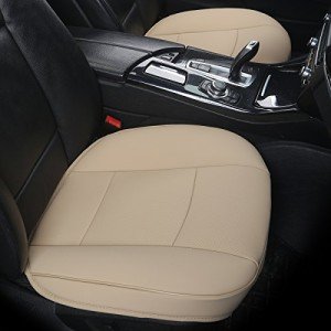 EDEALYN Luxury PU Leather Car Seat Cover Protector Front Car Seat Cover Seat Bottom Cover Single Seat Cover-Compatible with 90% Vehicles (Width 20.8Ă— Deep21 Ă— Thick 0.2 inch) (Beige)