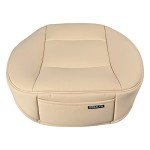 EDEALYN Luxury PU Leather Car Seat Cover Protector Front Car Seat Cover Seat Bottom Cover Single Seat Cover-Compatible with 90% Vehicles (Width 20.8× Deep21 × Thick 0.2 inch) (Beige)