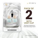 Car Air Fresheners - Linen Comfort Car Air Freshener for Men and Women | Pack of 2 Long Lasting Car Air Freshener | Odor Eliminator Car Perfume Diffuser | Car Air Freshener Vent Clip by Perfa