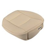 EDEALYN Luxury PU Leather Car Seat Cover Protector Front Car Seat Cover Seat Bottom Cover Single Seat Cover-Compatible with 90% Vehicles (Width 20.8× Deep21 × Thick 0.2 inch) (Beige)