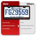 Ohuhu Matte Aluminum License Plate Frame with Black Screw Caps, 2Pcs 2 Holes Black Car Licenses Plate Covers Holders for US Vehicles