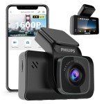 PHILIPS Dash Cam Wide Angle, 3" Screen Dashcam for Cars, Built-in WiFi, G-Sensor, Night Vision, Safety Alert, Loop Recording, Voice Control (Front Camera Only 1600P)