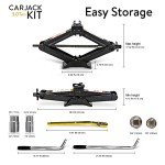 Car Jack Kit | Scissor Jack for Car 3 Ton (6,600 lbs) - Tire Jack Tool Kit | Portable, Ideal for SUV and Auto - Universal Car Emergency Kit with Lug Wrench | Heavy Duty Material