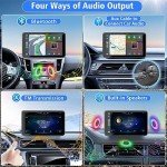 Portable Newest Wireless Apple CarPlay and Android Auto Screen for Car, 7" HD Touch Screen Car Stereo with Mirror Link, Bluetooth 5.2, Backup Camera, AUX,FM Transmitter for All Vehicle