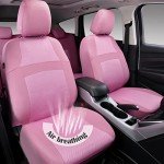 CAR PASS Pink Car Seat Cover Full Sets, Air Breath in Summer Mesh Seat Cover 5mm Sponge Airbag Composite, Cute for Women Girly, Universal Fit SUV, Vans, sedans,Trucks, Automotive Interior All Pink