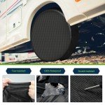 Tire Covers 4 Pack, Tough Tire Wheel Protector for Truck, SUV, Trailer, Camper, RV, Carbon Fiber Spare Tire Cover Sun Rain Snow Protector, Universal Fits Tire Diameters 26.75-29 inches, Black