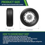 Tire Covers 4 Pack, Tough Tire Wheel Protector for Truck, SUV, Trailer, Camper, RV, Carbon Fiber Spare Tire Cover Sun Rain Snow Protector, Universal Fits Tire Diameters 26.75-29 inches, Black